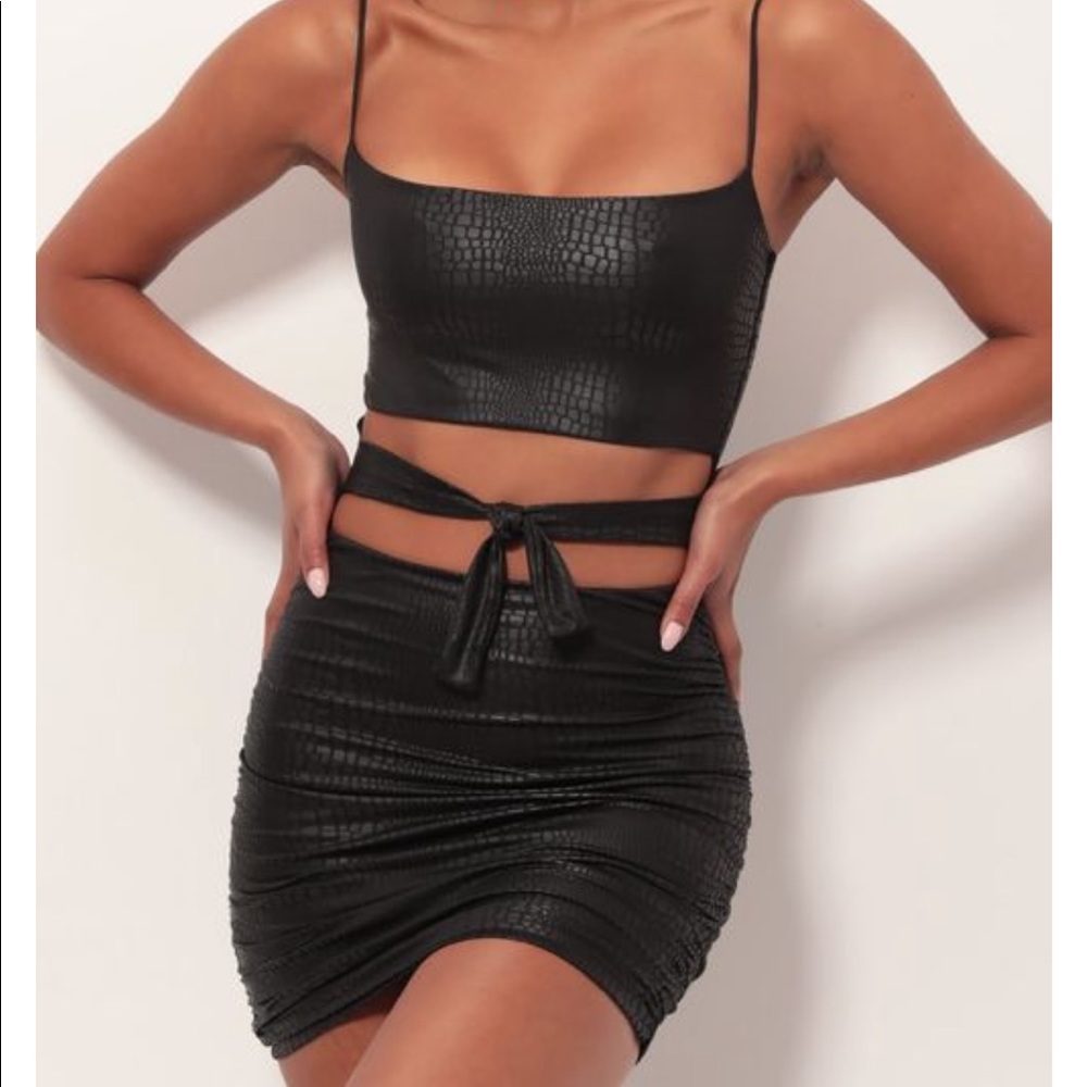 Lucyinthesky Daytona Cutout Dress in Glossy Black